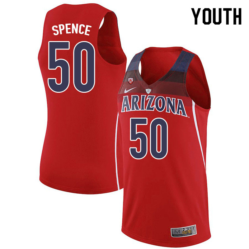 Youth #50 Alec Spence Arizona Wildcats College Basketball Jerseys Sale-Red